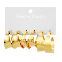 Personality exaggerated alloy earrings creative complex circle earrings suit 3-piece set