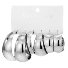Personality exaggerated alloy earrings creative complex circle earrings suit 3-piece set