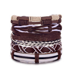 Men's DIY Woven suit Leather Bracelet Hot Selling Skull Beaded Punk Combination Bracelet