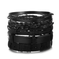 Men's DIY Woven suit Leather Bracelet Hot Selling Skull Beaded Punk Combination Bracelet