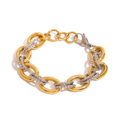 Chunky mix color stainless steel chain bracelet