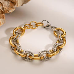 Chunky mix color stainless steel chain bracelet