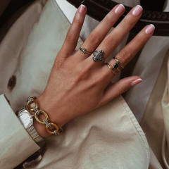 Chunky mix color stainless steel chain bracelet