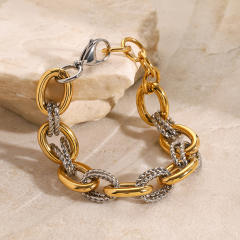 Chunky mix color stainless steel chain bracelet