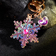 Colorful Christmas Snowflake Pendant Keychain Acrylic Diamond Pendant Bag Pendant