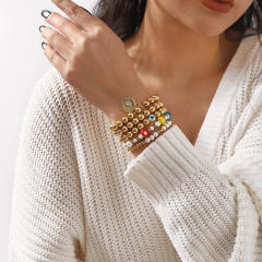 Vintage evil Eye CCB Beaded Bracelet Bohemian Creative Mushroom Stacked Bracelet for Women