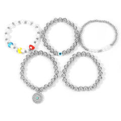 Vintage evil Eye CCB Beaded Bracelet Bohemian Creative Mushroom Stacked Bracelet for Women