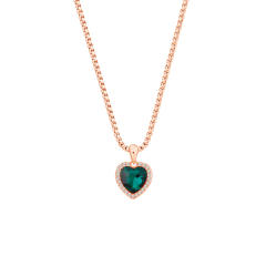 zircon ocean heart copper pendant necklace women DIY engrave letter birthsstone necklace