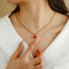 zircon ocean heart copper pendant necklace women DIY engrave letter birthsstone necklace