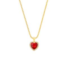 zircon ocean heart copper pendant necklace women DIY engrave letter birthsstone necklace