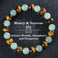 Bohemian Colorful Stone Bracelet Tiger Eye Crystal Beaded Yoga Stone Bracelet 7 Chakras Card Bracelet