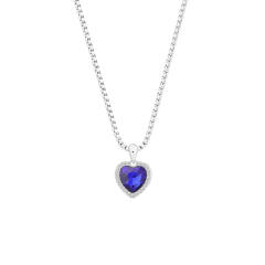 zircon ocean heart copper pendant necklace women DIY engrave letter birthsstone necklace