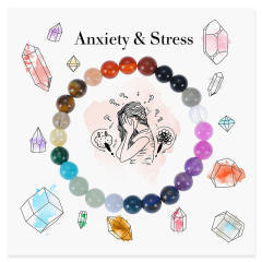 Bohemian Colorful Stone Bracelet Tiger Eye Crystal Beaded Yoga Stone Bracelet 7 Chakras Card Bracelet