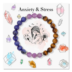 Bohemian Colorful Stone Bracelet Tiger Eye Crystal Beaded Yoga Stone Bracelet 7 Chakras Card Bracelet