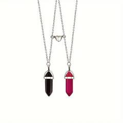 Jewelry suit 4-piece Set Natural Stone Couple Love Magnet Suction Bracelet Hexagonal Column Necklace