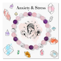 Bohemian Colorful Stone Bracelet Tiger Eye Crystal Beaded Yoga Stone Bracelet 7 Chakras Card Bracelet