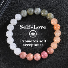 Bohemian Colorful Stone Bracelet Tiger Eye Crystal Beaded Yoga Stone Bracelet 7 Chakras Card Bracelet