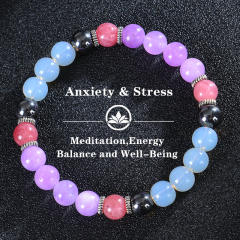 Bohemian Colorful Stone Bracelet Tiger Eye Crystal Beaded Yoga Stone Bracelet 7 Chakras Card Bracelet