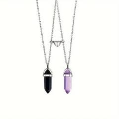 Jewelry suit 4-piece Set Natural Stone Couple Love Magnet Suction Bracelet Hexagonal Column Necklace