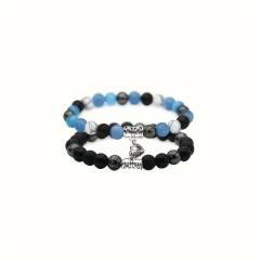 Jewelry suit 4-piece Set Natural Stone Couple Love Magnet Suction Bracelet Hexagonal Column Necklace