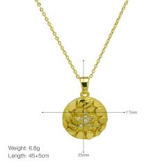 New design sequins moon stars pendant necklace copper plated 18k gold necklace