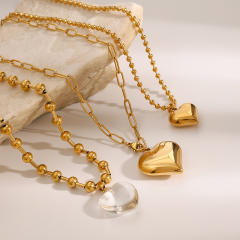 Chunky heart stainless steel pendant dainty necklace collection Valentine's Day gift necklace