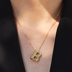 new double-sided pineapple shape 26 English letter initial letter pendant necklace