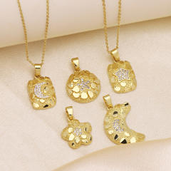New design sequins moon stars pendant necklace copper plated 18k gold necklace