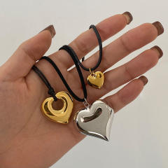 Chunky heart stainless steel pendant dainty necklace collection Valentine's Day gift necklace