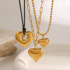 Chunky heart stainless steel pendant dainty necklace collection Valentine's Day gift necklace