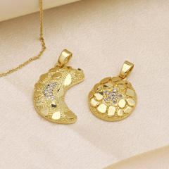 New design sequins moon stars pendant necklace copper plated 18k gold necklace