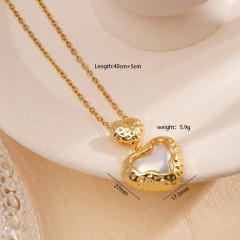 Elegant 18KG copper pearl heart clover star pendant stainless steel chain necklace