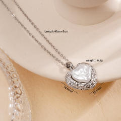 Elegant 18KG copper pearl heart clover star pendant stainless steel chain necklace