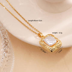 Elegant 18KG copper pearl heart clover star pendant stainless steel chain necklace
