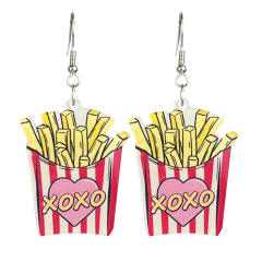 Valentine's Day acrylic heart earrings cat food lovers lover earrings 2pair price