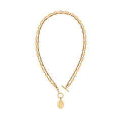 personality pig nose double chain beauty head pendant stainless steel necklace set