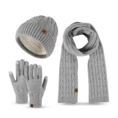 New Knitted Scarf Gloves beanie cap Three-piece Set Winter Women's Cold-proof Warm Scarf Three-piece Set Men