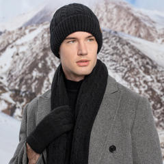 New Knitted Scarf Gloves beanie cap Three-piece Set Winter Women's Cold-proof Warm Scarf Three-piece Set Men