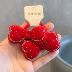 Sweet red color new year apple cherry strawberry fruit series hair ties hair clips for kids 2pcs price