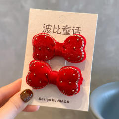 Sweet red color new year apple cherry strawberry fruit series hair ties hair clips for kids 2pcs price