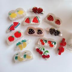 Sweet fruit design acetic acid color matching hair claw clips collection