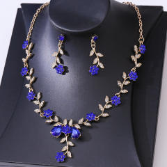 Bridal Wedding Accessories Two-Piece Set Fine Rhinestone Flower Necklace Earrings suit Party Dress Accessories suit