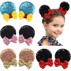 Sweet Children's Headwear Baby Sequin Bow Hairpin Mickey Hairpin duckbill hair clips