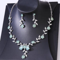 Bridal Wedding Accessories Two-Piece Set Fine Rhinestone Flower Necklace Earrings suit Party Dress Accessories suit