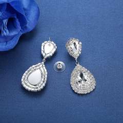 Personality hot bridal jewelry women's elegant full diamond water drop trend earrings