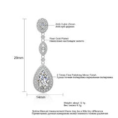 Classic Retro Long Water Drop Zircon Earrings Women's Elegant Bridal Party Dress Wedding Earrings
