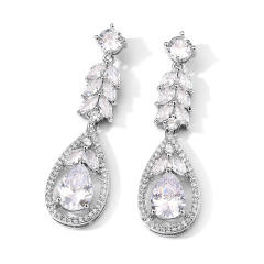 Elegant Light Luxury Long Tassel Earrings Women's High-end Water Drops Zircon Bridal Earrings