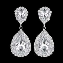 Personality hot bridal jewelry women's elegant full diamond water drop trend earrings
