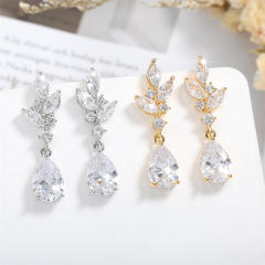 New wedding jewelry sweet pear-shaped water drop zircon earrings wedding dinner bridal earrings for women