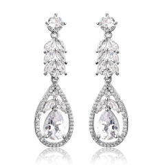 Elegant Light Luxury Long Tassel Earrings Women's High-end Water Drops Zircon Bridal Earrings